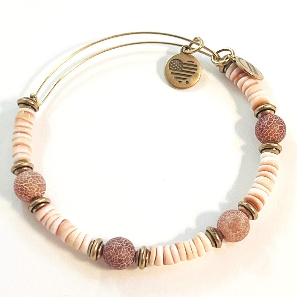 Alex and Ani “Terra Horizon” Beaded Expandable bracelet. Gold finish.